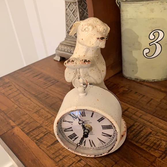Accents Dog Holding Clock Ironmetal Guc Super Cute Poshmark